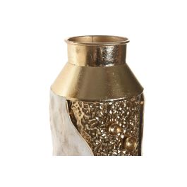 DKD Home Decor Jarrón Glam de Metal Blanco y Dorado 18 x 65 x 18 cm – Set de 2 Jarrones Decorativos