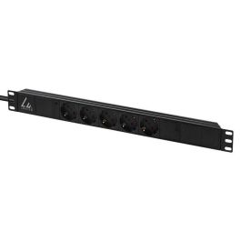 Lanview Regleta Rack 19" 5 Tomas Schuko Tipo F 10A, Cable 3 Metros, Montaje 1U