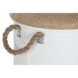 DKD Home Decor Caja Decorativa Urban Blanca para Hogar, Set de 3 Piezas en Metal y PU, Medidas 40x40x55,5 cm (Ancho x Fondo x Alto)
