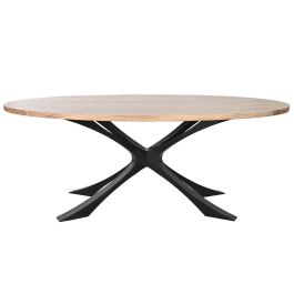 DKD Home Decor Mesa Comedor 110x76x200 cm Acacia Natural y Negro