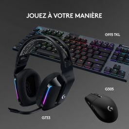 Logitech G G733 Auricular Gaming Inalámbrico con Micrófono Desmontable Blue VO!CE, RGB LIGHTSYNC, 29h Batería, para PC y Consola - Negro