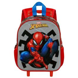 Marvel Spiderman Mochila 3D con Ruedas para Niños Gris