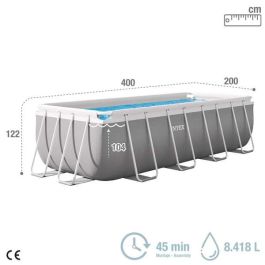 Intex Piscina Prism Frame Rectangular 400x200x122cm con Bomba de Filtro para Niños +6 Años