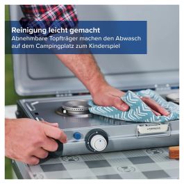 CAMPINGAZ Parrilla Portátil Grill & Go Caravan, Cocina de Camping 2 Zonas, 4000 W, Negro/Gris/Plata, 5.4 kg, con Funda