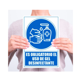 Señal Serigrafiada 1 Tinta Azul Es Obligatorio El Uso De Gel Desinfectante