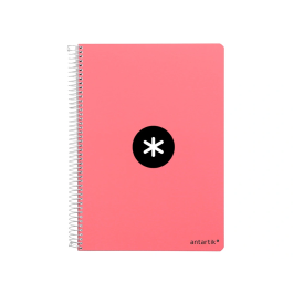 Antartik Cuaderno espiral A4 micro tapa dura 80 hojas 100gr cuadro 5mm color coral