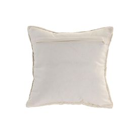 DKD Home Decor Cushions abril 25 natur a Cojín Boho Crudo de Algodón 45x45 cm hecho a mano con cremallera - Pack 2 Unidades