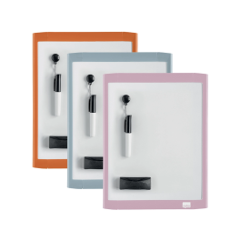 Nobo Pizarra Blanca Magnética 216x280 mm con Marco de Colores Pastel Surtidos, Incluye Borrador e Imán