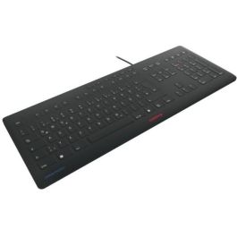 Cherry STREAM PROTECT Keyboard Corded US-Layout - Teclado con cable, diseño USA, negro