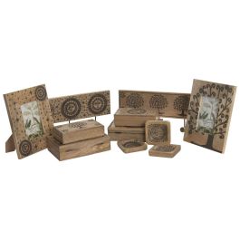 DKD Home Decor Bandeja Vaciabolsillos Cottage Marron Mango 9.5 x 9.5 x 2 cm (2 Unidades)