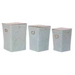 Cesta Ropa Mediterraneo DKD Home Decor Bicolor Rosa 37 x 50 x 37 cm Set de 3