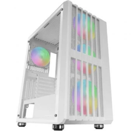 Mars Gaming Caja Semitorre MC-VAULT Blanca con 4 Ventiladores ARGB, Cristal Templado, ATX