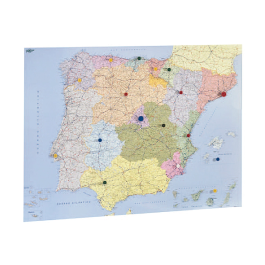 Faibo Mapa Mural España y Portugal Autonómico Plastificado Enrollado 98x134 cm
