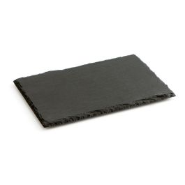 Quid Bandeja de Pizarra Gastro Fun Negra 20x13 cm Pack de 12 Unidades, Mineral, Fácil de Limpiar, Apilable, Higiénica y Reciclable