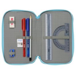 Safta Plumier Escolar Triple Bluey, Estuche Pedagógico con 36 Piezas y 2 Compartimentos con Cremallera 195x125x55 mm