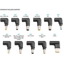 Digitus Universal Notebook Netzteil 90W 24V 6.0A Adaptador de Corriente Portátil Interior con 11 Conectores y USB-C