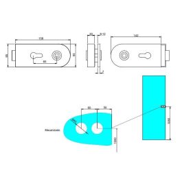 Emuca Kit cerradura y cerradero para puerta doble de cristal, puerta vidrio 8-12mm, acero, acabado inox