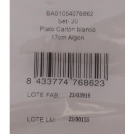 Set de 20 platos redondos de cartón blanco 17 cm - Algon (18 Unidades) Set de 20 platos redondos de cartón blanco 17 cm - Algon (18 Unidades)