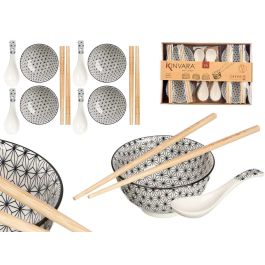 Set 12 Piezas Sushi Blanco Kinvara - Cerámica y Bambú - 37.5x25.5x7 cm (6 Unidades) Precio: 67.99000043. SKU: B1FSYD5Q6S