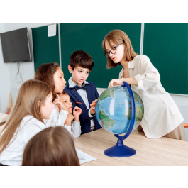 Liderpapel Globo terráqueo con luz físico y político escribible diámetro 30 cm