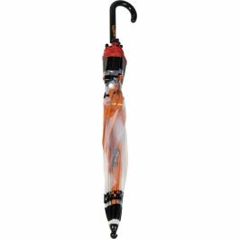 Hot Wheels Paraguas Manual Transparente de Burbuja 45 cm - Naranja con Diseño de Coches para Niños 3+ años, Perfecto para Días de Lluvia