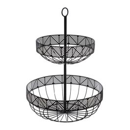 Secret Of Gourmet Frutero Metálico Negro de Dos Pisos 42 cm con Bases de ø30 cm y ø22 cm Precio: 19.49999942. SKU: S7908432