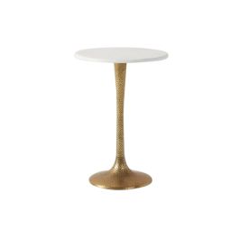 DKD Home Decor Mesita Auxiliar Glam, Aluminio y Mármol, Dorado y Blanco, Desmontable, 40x61x40 cm