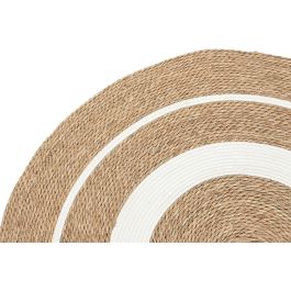 DKD Home Decor Alfombra de poliéster Fibra Natural Blanco 120 x 120 x 0.5 cm (2 Unidades)