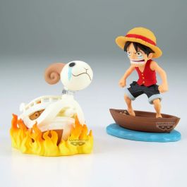 Banpresto BP28928P Figura Coleccionable Pre-pintada One Piece World Collectable Log Stories Monkey D. Luffy & Going Merry PVC ABS 8 cm