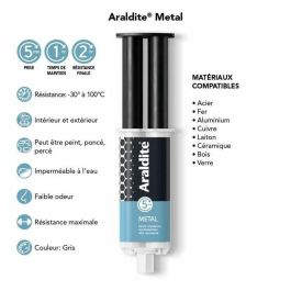 Araldite ARA7610594010120 Adhesivo Epoxi Bicomponente 24 ml – Especial Metales – Alta Resistencia – Reparación Duradera