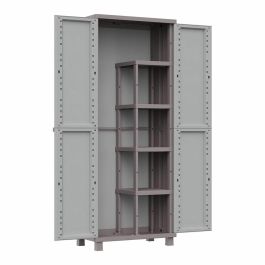 Terry Armario escobero jrattan 368, resina, gris, 4 baldas, 68x37.5x170 cm