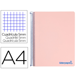 Liderpapel Cuaderno espiral A4 Micro Wonder, tapa plástico, 120 hojas, 90gr, cuadro 5mm, 5 bandas, 4 taladros, color rosa Precio: 6.50000021. SKU: B1EKG8MEAC