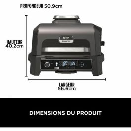 Ninja OG850EU Barbacoa y Ahumador Eléctrico para Exterior Woodfire Pro XL con Termómetro y Freidora de Aire