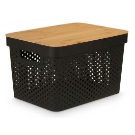 Caja Multiusos Kinvara CH52970 (24) Marrón Negro Bambú Polipropileno 35,7 x 22 x 26,2 cm (4 Unidades)