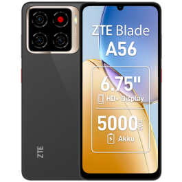 ZTE Blade A56 P606F21BLK Smartphone Android 15, Pantalla 6.75", 4GB RAM, 64GB Almacenamiento, 5000 mAh, 4G, Negro Precio: 77.69000052. SKU: B16KKEMVYT