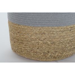 DKD Home Decor Cesta Boho de Algodón y Fibra, Gris Claro y Blanco, Set de 2 Piezas, 40 x 52 x 40 cm