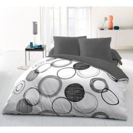 Funda nórdica de microfibra Audace - 1 funda nórdica 220 x 240 cm + 2 fundas de almohada 63 x 63 cm - gris claro