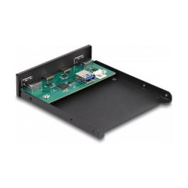 DeLOCK Panel Frontal USB 3.2 Gen 1 (5 Gbps) 2x USB Tipo-C + 2x USB Tipo-A de 3.5 Pulgadas (8.89 cm) para Bahía de Unidad - Negro, Metal - VIA VL817