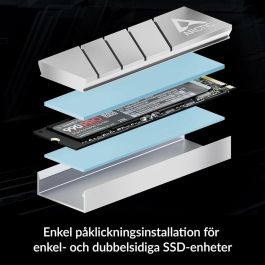 Arctic Cooler M.2 SSD M2 Pro Silver para NVMe SSD, disipador térmico de aluminio