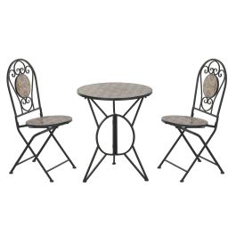DKD Home Decor Mesa Terraza y Jardín Negra Multicolor Mosaico Hierro Piedra 60 x 71 x 60 cm Set 3 Piezas Precio: 130.68999944. SKU: B1C6NN2NJE