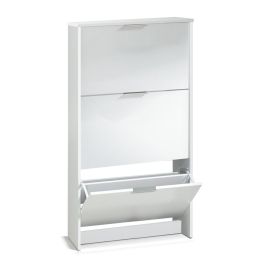 Mueble zapatero, 3 puertas abatibles, blanco brillo