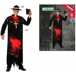 Disfraz Cura Sangriento Halloween para Hombre Adulto Talla M-L - Incluye Sombrero y Sotana