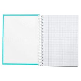 Cuaderno Espiral Liderpapel A4 Crafty Tapa Forrada 80H 90 gr Cuadro 4 mm Con Margen Color Turquesa 5 unidades