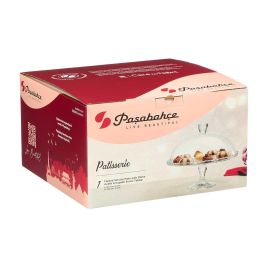 Pasabahce Tartera de Cristal con Pie y Tapa, Transparente, 32 cm de Ancho x 26 cm de Alto, Vidrio (2 Unidades)
