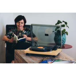 Lenco L-30 Tocadiscos Tracción por Correa Semiautomático con USB Madera 33/45 RPM