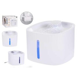 Fuente para Mascotas Mascow 19.5x15x19.5 cm, Blanco, 3L, con Filtración y USB (4 Unidades)
