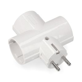 Edm Adaptador triple 2p+t, tipo F, 16A 250V~, blanco baquelita