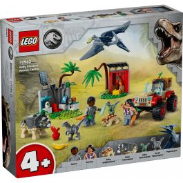 LEGO 76963 Jurassic World Centro de Rescate de Bebés Dinosaurios, Juguete con Figuras de Triceratops y Velociraptor