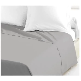 Lovely Home Sábana Plana 100% Algodón 180x290 cm Gris Claro Tejido Apretado 54 Hilos Certificado OeKO-TEX
