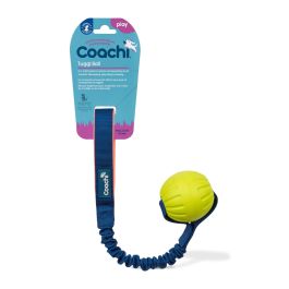 Coachi Tuggi Ball Pelota para Perros y Cachorros | Juguete de Entrenamiento Resistente, Goma Elástica, Asa Neopreno | Azul-Coral-Lima